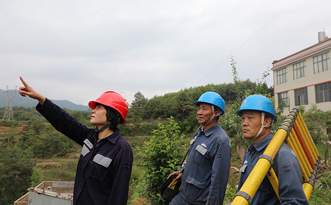 黨員帶頭，開展線路運維。杜明彥攝