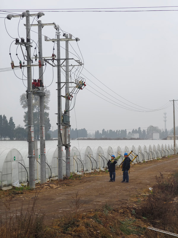 電力工人在運(yùn)維供電線路