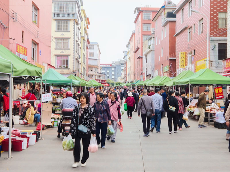 道路兩旁整齊排列的攤位。紅塔區融媒體中心供圖.jpg